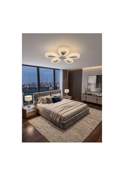 LumiaLighting Damla Model 5"li Gümüş Kumandalı 3 Renk Modu Ledli Modern Plafonyer Salon Mutfak Çocuk Yatak Odası Led Avize