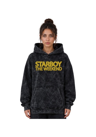 Sevbano Starboy The Weeknd Rapper Şarkıcı Baskılı Unisex Oversize Premium Siyah