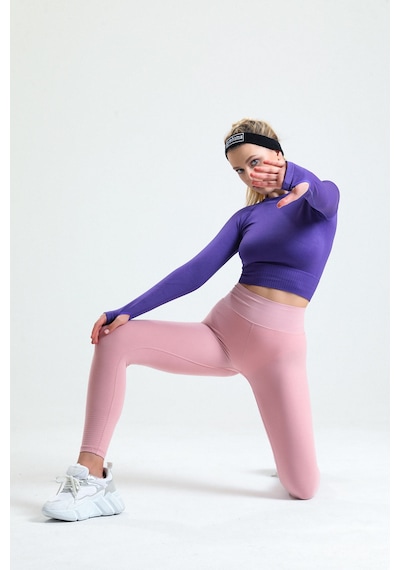 Gymhams Pudra Kalçası Büzgülü Ve Ekstra Push Up Seamless Yüksek B Pembe