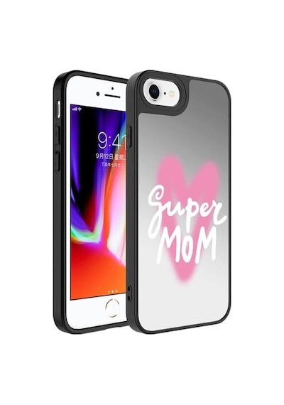 Apple Uyumlu iPhone Se 2022 Kılıf Aynalı Desenli Kamera Korumalı Parlak Zore Mirror Kapak Süper Anne