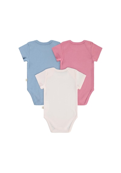 Civil Baby 3 Lü Basıc Kısa Kol 0-36 Ay Çıtçıtlı Badi - Pudra Açık Pudra