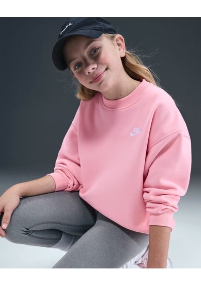 Nike Fd2923-690 Sportswear Club Fleece Büyük Çocuk Bol Kesimli Sweatshirt - Pembe
