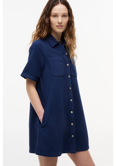 Tommy Hilfiger Tjw Kadın Fitilli A Kesim Denim Medium Elbise-16388 Lacivert