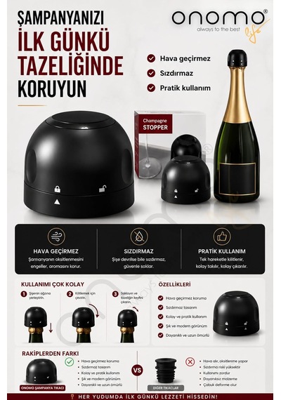 Life Vakumlu Sızdırmaz Şampanya Şişesi Tıpası Çok Renkli