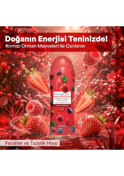 Maxrosa Kırmızı Orman Meyveleri Duş Jeli 600 Ml X 4 Adet Kırmızı Meyve