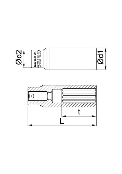 Ceta Form 1/2" 12 Köşe Yıldız Derin Lokma Anahtar - 15 Mm