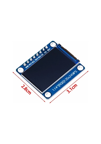 1.14 İnch St7789v Chip 135 240 Rgb Tft Ips 8 Pin Lcd Ekran Modülü