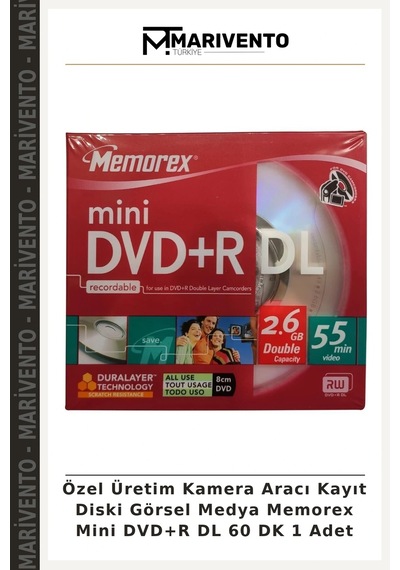 Özel Üretim Kamera Aracı Kayıt Diski Görsel Medya Memorex Mini Dvd+r Dl 60 Dk 1 Adet