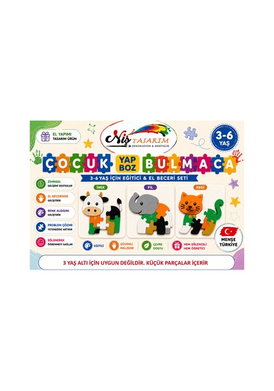 3-6 Yaş Eğitici 3d Puzzle Fil Çocuk Yapboz Zeka Geliştirici Oyuncak Renkli Parça Montessori Oyunu