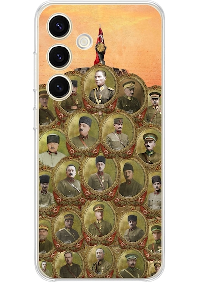 Samsung Galaxy S24 Uyumlu Atatürk Ve Kurtuluş Savaşı Komutanları Baskılı Silikon Kılıf Renkli