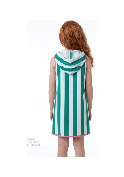 Penti Renkli Kız Çocuk Beach Green Stripe Kaftan