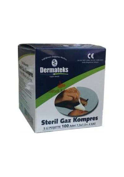 Dermateks Steril Gazlı Bez Kompres Spanç 7.5 x 7.5 CM 2 Kutu