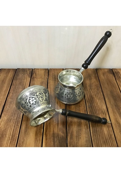 İşlemeli Bakır Tombik Cezve 7 Fincanlık