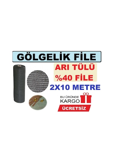 Ekodoğa Gölgelik File 2x10 Metre 40 Lık Gölgelik Örtüsü Arı Tülü Arı Filesi Koruma Filesi Çit