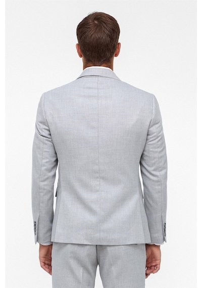 Süvari Gri Slim Fit Desenli Sivri Yaka 6 Drop Klasik Takım Elbise