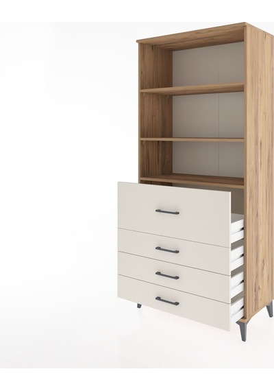 Hyperion Dolap 3 Raflı 4 Çekmeceli 88x44x195 Çam-aytaşı Atlas Çam