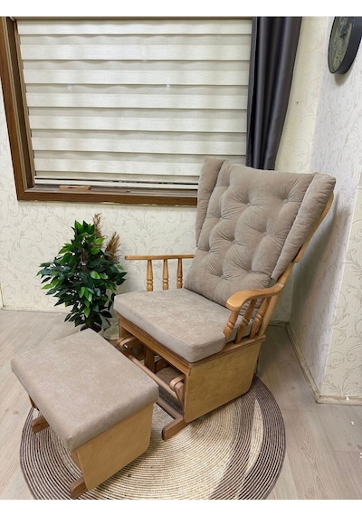 Asedia Mama Puflu Naturel Bej Minderli Sallanan Emzirme Koltuğu