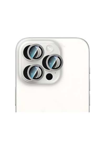 Apple Uyumlu   iPhone 16 Pro Max Caseworld Alloy Serisi Oleofobik Anti Reflective Kamera Lens Koruyucu Gümüş