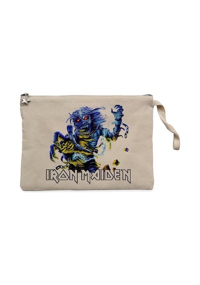 Iron Maiden Sleeve Krem Clutch Astarlı Cüzdan / El Çantası Krem