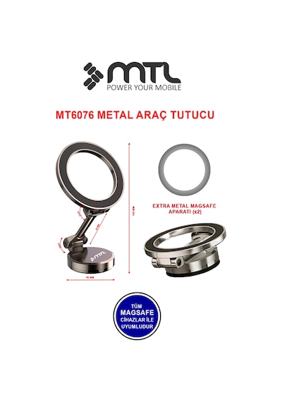 Katlanabilir Magsafe Uyumlu 360 Döner Çok Açılı Metal Telefon Standı Ve Araç İçi Telefon Tutucu