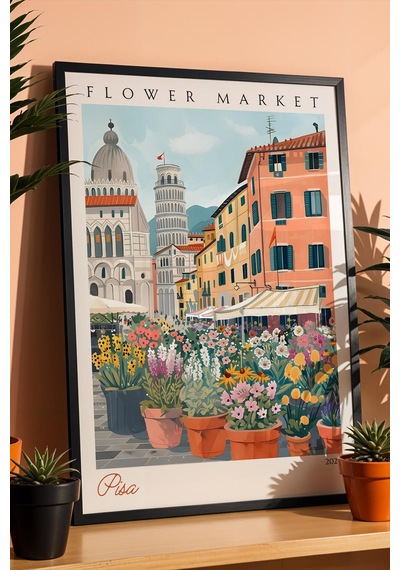 Pisa İtalya Çerçeveli Tablo Seyahat Severlere Salon Ve Ofis İçin Estetik Duvar Dekoru Travel Flower Market