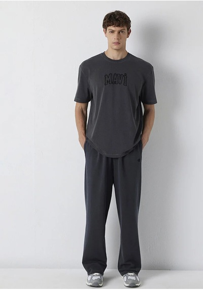 Mavi M0613564-70087 Mavi Logo Baskılı T-shirt Erkek Tişort Füme