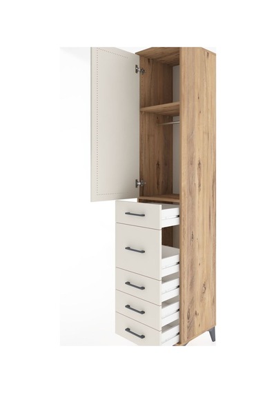 Hyperion Dolap 2 Raflı 5 Çekmeceli Tek Askılı 44x44x221 Çam-a... Çam