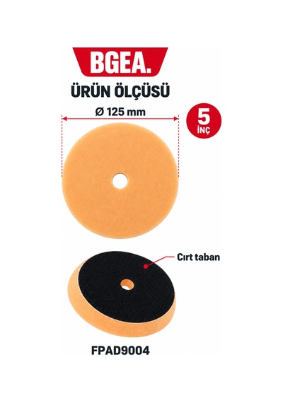 Bgea 5 İnç 125 Mm Turuncu Destek Tabanlı Pasta Süngeri