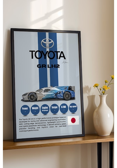 Toyota Gr Lh2 Premium Hidrojen Hiper Araba Tablosu - Teknik Özellikli Otomobil Duvar Dekoru Siyah