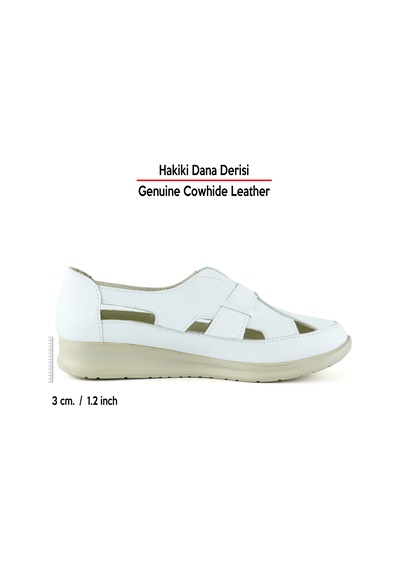 Erkan Saçmacı Aida Beyaz Hakiki Deri Kesik Detaylı Lastikli Slip-on Günlük Ayakkabı