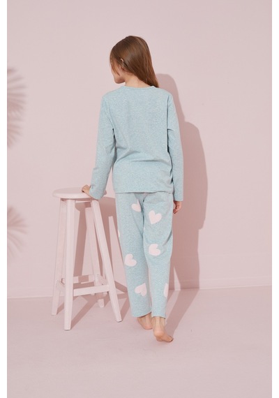 Siyah İnci Pamuklu Örme Pijama Takım 24241067 Yeşil