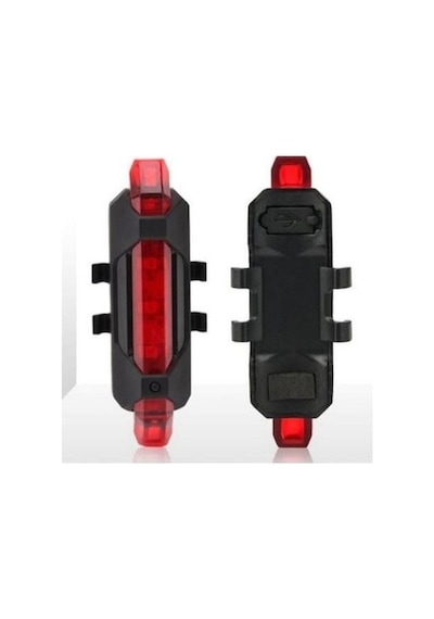 Şarjlı Bisiklet Işığı Led Çok Fonksiyonlu Usb Girişli - Kırmızı