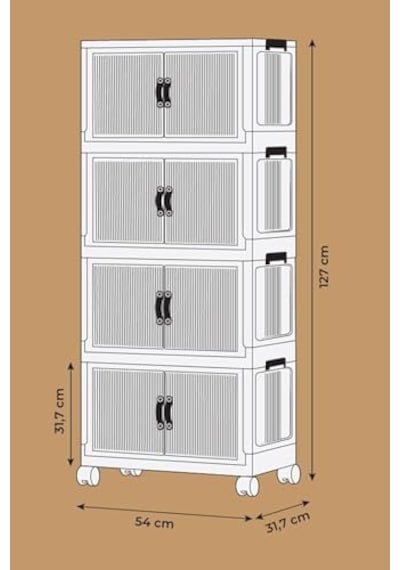 Katlanabilir Modüler Dolap 4 Lü 54 Cm X 31,7 Cm X 127 Cm Antrasit Genel