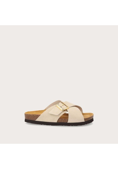 Cappucino Terlik Kadın 17b3 Frau Velour-s Suede Crossover-strap Slıders Kahverengi