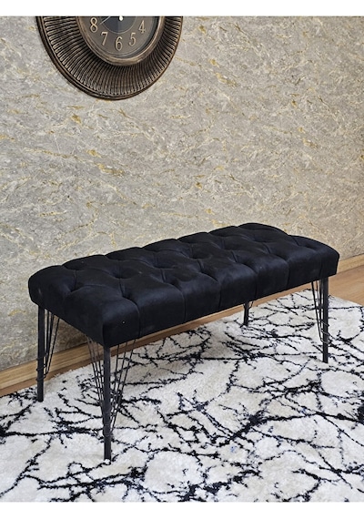 Siyah Boyalı Tel Ayaklı 90 Cm Puf Bench - Puf - Bench - Kasalı Ot Çok Renkli