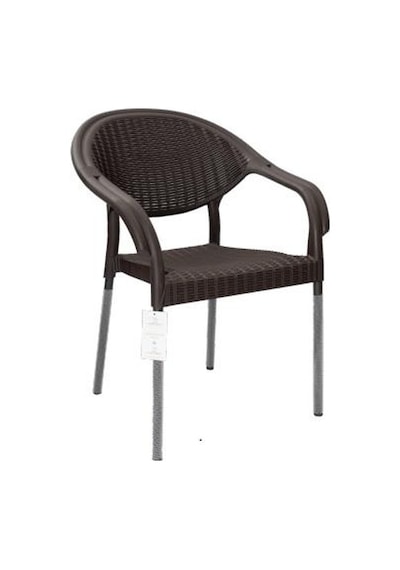 Metal Bacaklı Bambu Rattan Kollu Sandalye Koltuk KAHVE Kahverengi