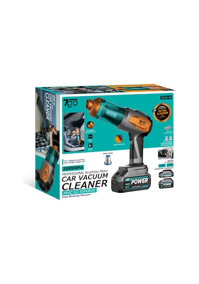 7go 7gab-03 Şarjlı Kablosuz Araç Süpürgesi Gri 20000pa Güçlü Emiş Fırçasız Motor Üfleme & Vakum