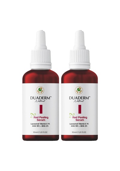 Kırmızı Peeling Serum, Aha%10 + Bha%2 + E Vitamini%1, Akne Karşıtı Ve Onarıcı, 30 Ml 2 Paketi