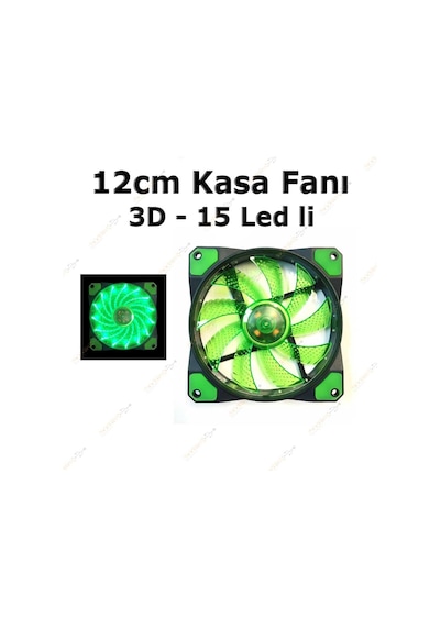 12Cm Kasa Fanı 15 Led Li 3D Görünüm Silikon Pad Yeşil 12Cm Kasa Fanı 15 Led Li 3D Görünüm Silikon Pad Yeşil