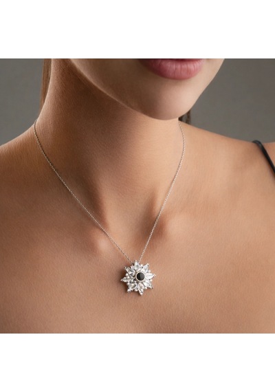 Gümüş 100 Dilde Seni Seviyorum Lotus Kadın Kolye