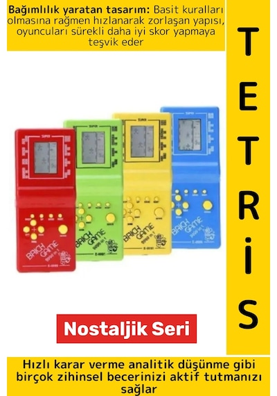 Özel Model Retro Oyuncak Pilli Mini El Atarisi Analitik Hızlı Düşünme Nostalji Konsol Bulmaca Tetris