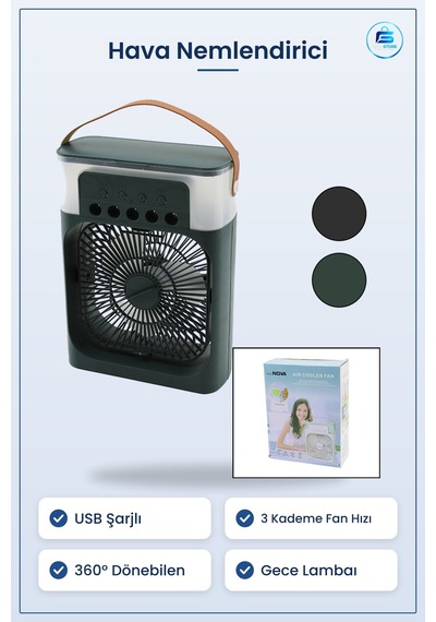Hava Nemlendirici Fan Usb Masaüstü Ultrasonik 3 Kademe Gece Lam