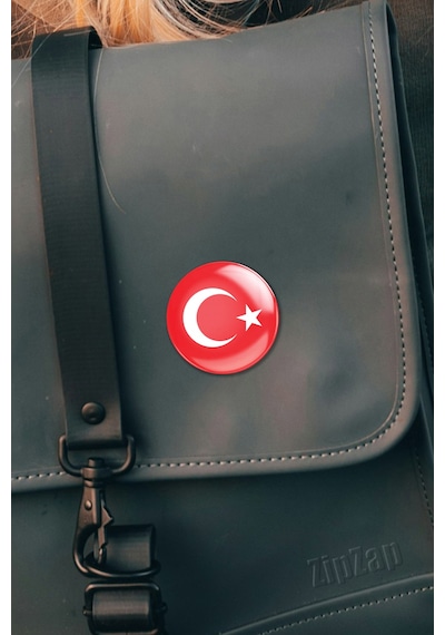 Türk Bayrağı Türkiye Al Yıldız Çanta Süsü İğneli Buton Rozet Seti 1 Adet Tekli