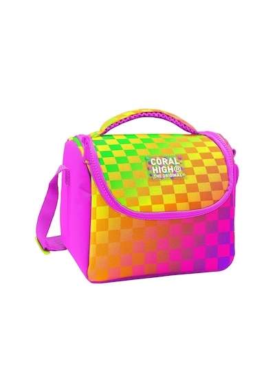 Coral High Kız Çocuk Sarı Mor Dama Desenli Isı Yalıtımlı Beslenme Çantası 37103 Sarı - Yeşil