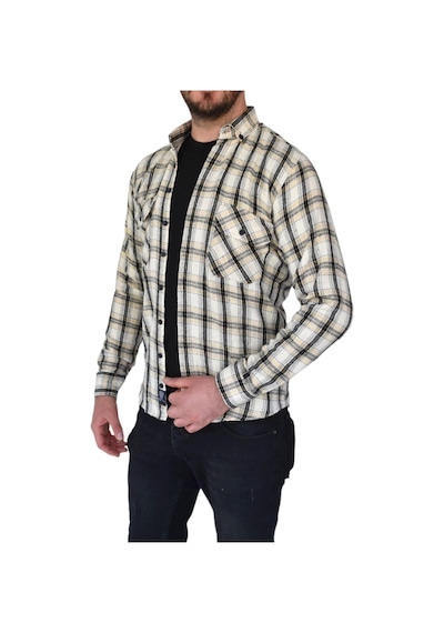 Erkek Kışlık Oduncu Silim Fit Çift Cepli Kapaklı Gömlek Bgl-st02262 Krem