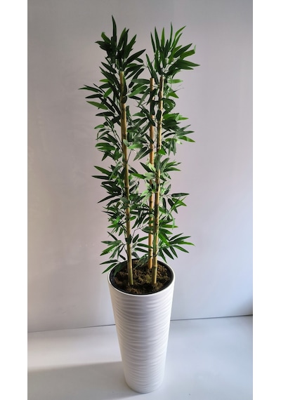 Rüzgar Yapay Çiçekçililk 180 Cm Bambu Ağacı Kumsal Saksı Yeşil