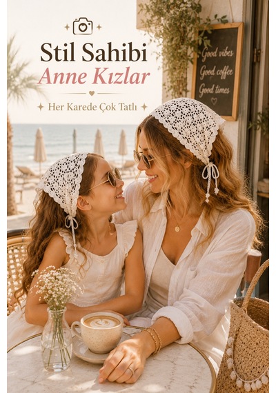 Anne Kız Kombin Bandana El Örgüsü Saç Bandı Bohem Stil Ayarlanabilir 2li Set Beyaz 19218290