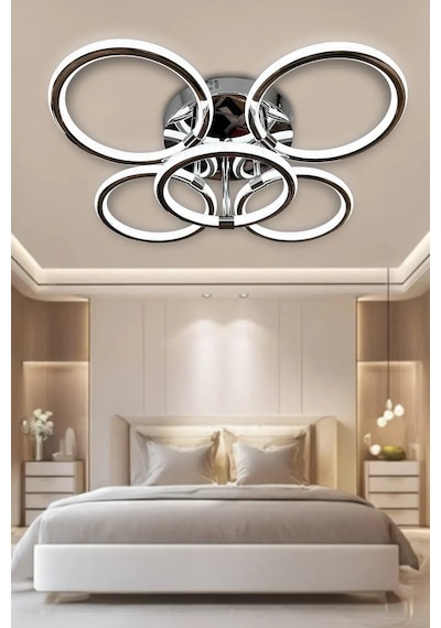 Exxen 4+1 Kumandalı Çift Yönlü İthal Modern Yüksek Işık Gücü Modern Uzun Ömürlü Sarkıt Led Avize - Krom Krom