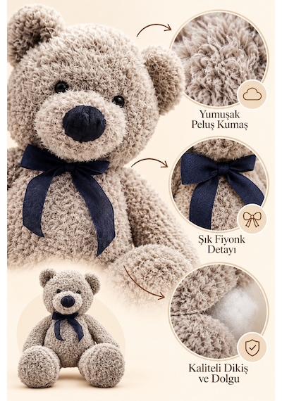 60 Cm Peluş Ayı Büyük Boy Premium Kalite Yumuşak Ayıcık Çocuk Sevgili Özel Gün Hediyesi Çok Renkli