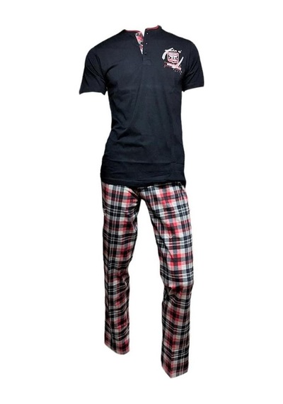 Mod Collection %100 Pamuk Ekose Kareli Erkek Pijama Takım-Lacivert-S Lacivert